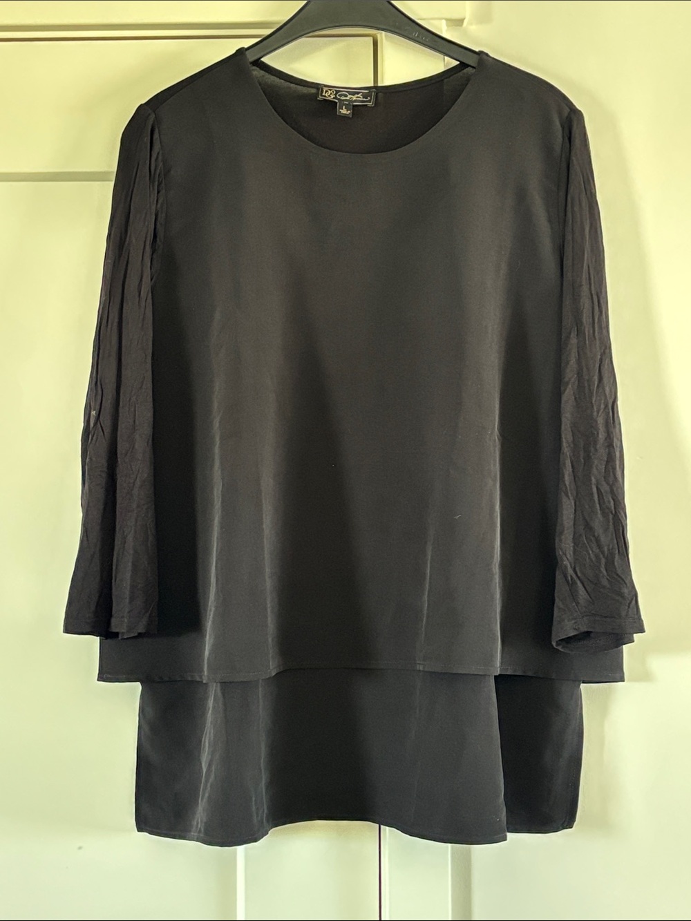 DG2 by Diane Gilman Black Layered Long-Sleeve Tunic Dress